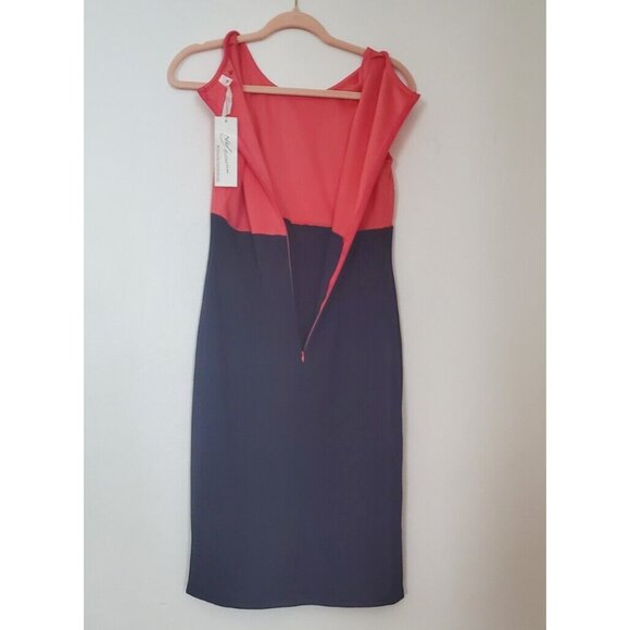 NY Collection Women's 2 Piece Dress Set Navy Peach Size 8 NWT Back Zip 3/4 Sleev - Picture 6 of 15